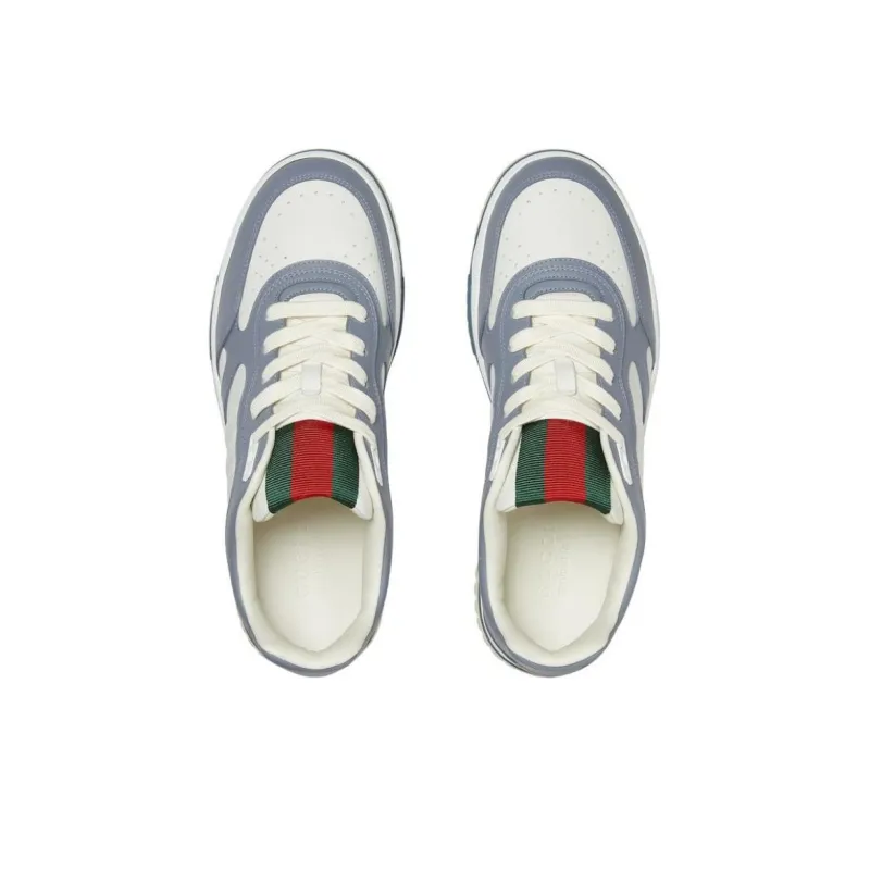 GUCCI Re Web Low Top Skateboard Shoes Men's White Gray-3