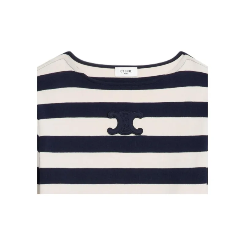CELINE Triomphe Marinière T shirt In Cotton Jersey-6