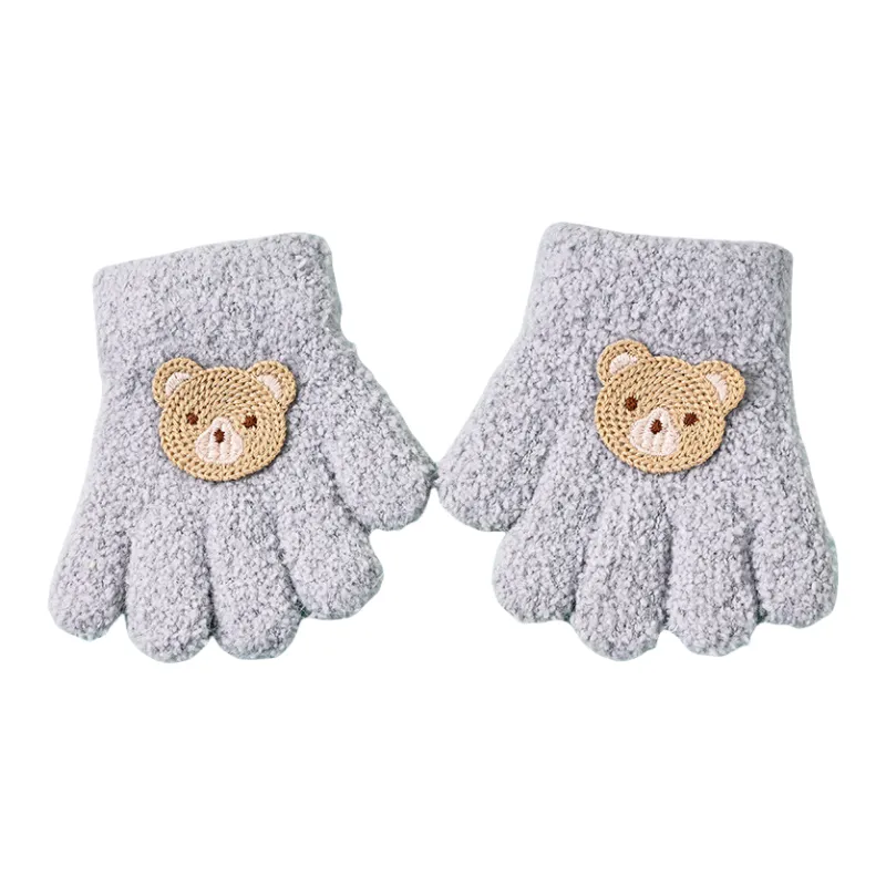 Under Pellet Mink Fur Knit Gloves Kids'-15