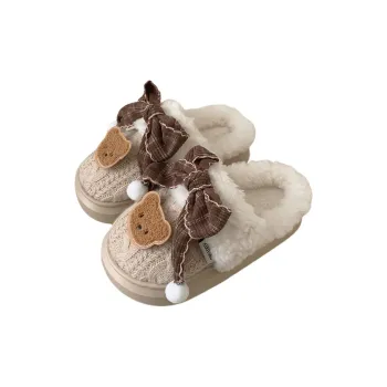 Thin Strips Cotton Slippers Women's Khaki