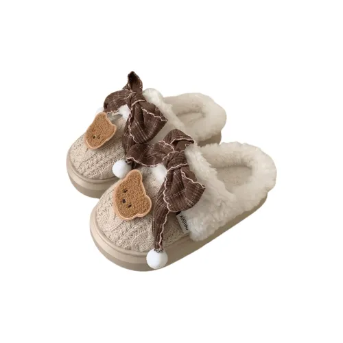 Thin Strips Cotton Slippers Women's Khaki