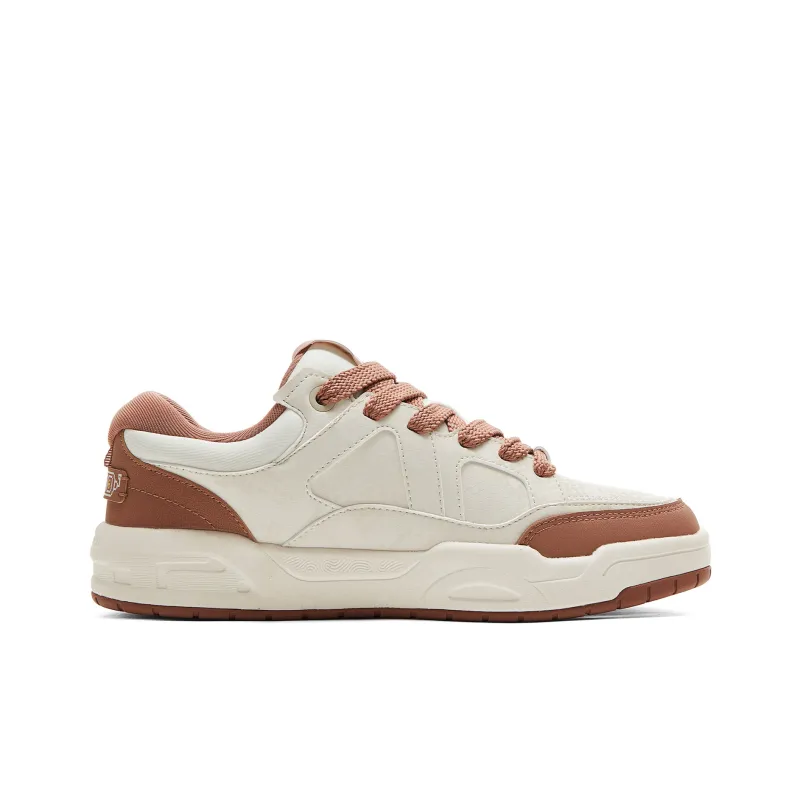 PEAK Extreme National Creativity Skateboard Shoes Men Low Top Canvas White/Toffee Brown-1
