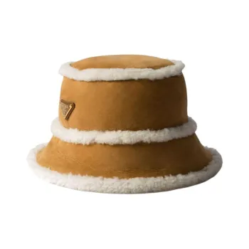 PRADA Suede Shearling Bucket Hat