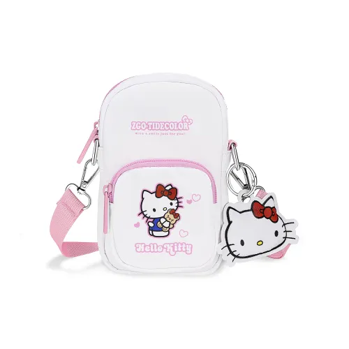 Hello Kitty Sanrio Series Polyester Cell Phone Pouch Crossbody Bags Women's White