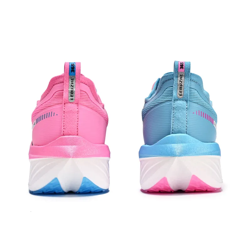 LEBUZHE Low Top Running Shoes Unisex Cherry Blossom Pink Sky Blue Mismatched-3