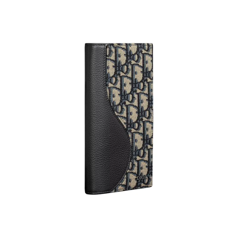 DIOR Cotton With Technical Fabric And Cow Leather Wallet Men's Black & Beige-1