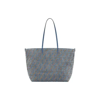 FENDI Velvet Tote Bag, Shopping Bag, Handbag Large Size Women's Light Blue