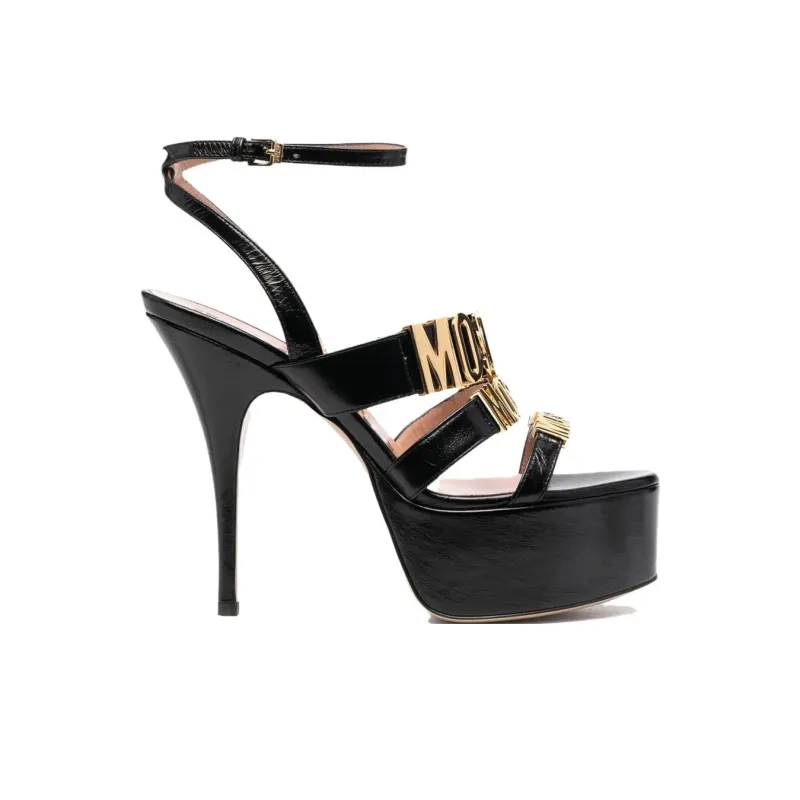 MOSCHINO Logo-Plaque Ankle Strap Platform Sandals Women's-1