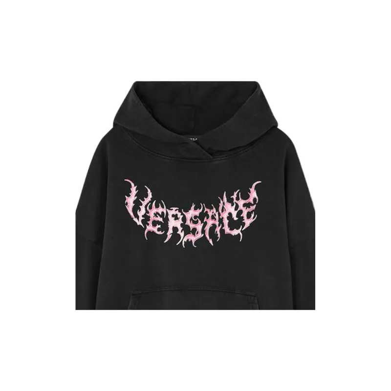 VERSACE Logo Printed Long Sleeved Hoodie-5