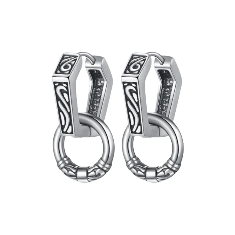 BKBU 925 Sterling Silver Needle Titanium Steel Earrings Unisex-0