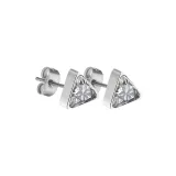 Silver Triangle Stud Earrings-1 Pair