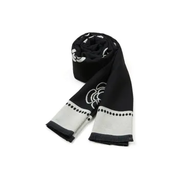 DULOREN Polyester Viscose Knit Scarves Women's Black & White