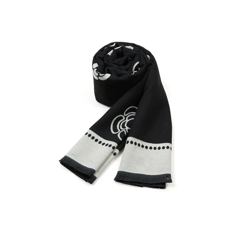 DULOREN Polyester Viscose Knit Scarves Women's Black & White-0