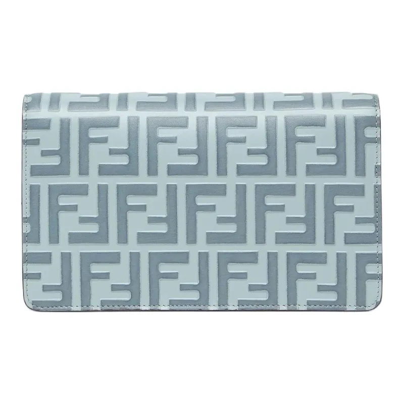 FENDI FF Diamonds Series Calfskin Portable Crossbody Bag Shoulder Bag Women's Light Blue-2