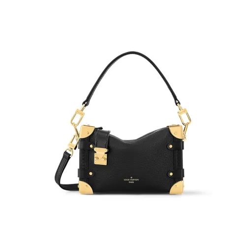 LOUIS VUITTON Trunk Grained Calfskin Box Bag Shoulder Bag Crossbody Bag Handbag Small Size Women's Black