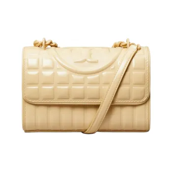 TORY BURCH Fleming Patent Leather, Nappa Leather Shoulder Bag, Crossbody Bag Small Size Women's Vanilla