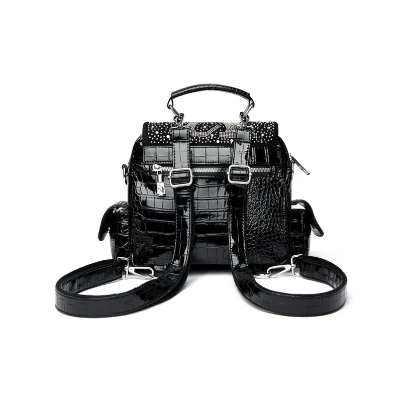 Fitchell PU Backpack Women's Black/Silver-2