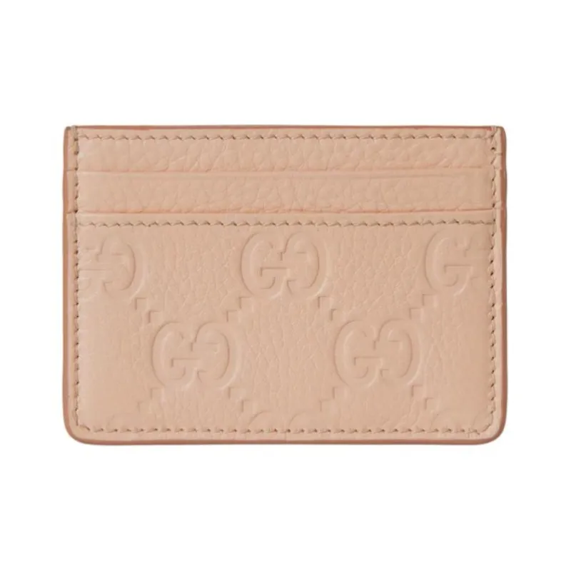 GUCCI Grain Leather Card Holder Women's Light Pink-2
