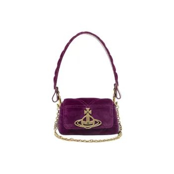 Vivienne Westwood HAZEL Velvet One Shoulder Handbags Small Size Women's Purple