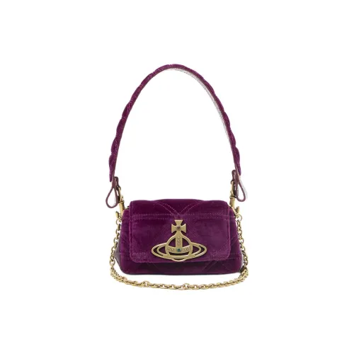 Vivienne Westwood HAZEL Velvet One Shoulder Handbags Small Size Women's Purple
