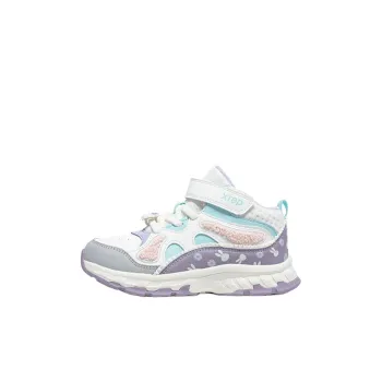 XTEP Anti-Kick Cushioning Mid-Top Kids Lifestyle Shoes White Purple Children Aged 3-7 Years Old