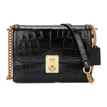 COACH Hutton Cow Leather Small Square Bag Handbag Shoulder Bag Small Size Women's Black