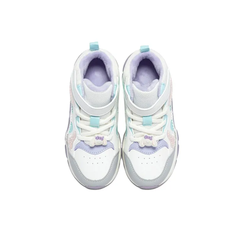 XTEP Anti-Kick Cushioning Mid-Top Kids Lifestyle Shoes White Purple Children Aged 3-7 Years Old-2