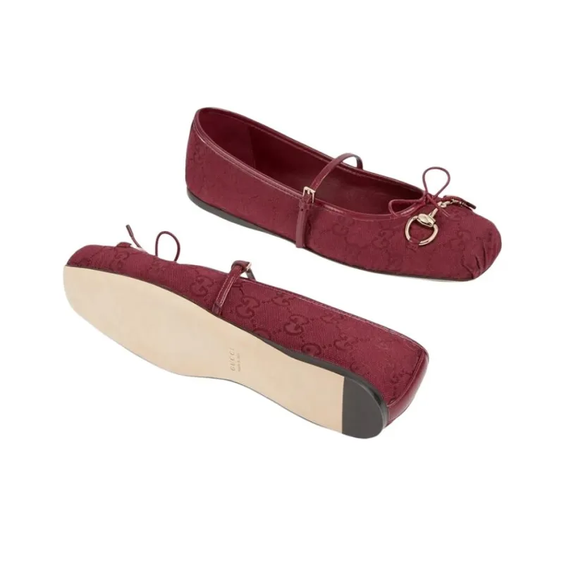 GUCCI Horsebit Casual Single Shoes Women's Red-5