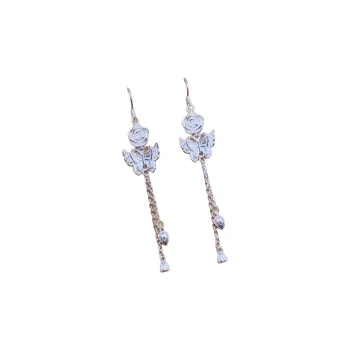 Stone Edge Poly Foot Silver 990 Sterling Silver Drop Earrings Women's