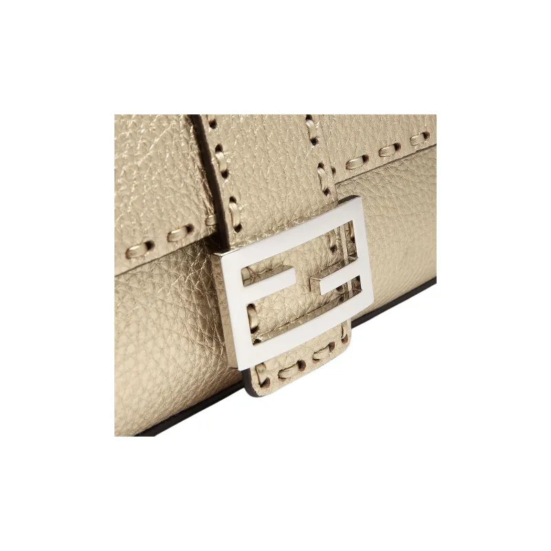 FENDI Baguette Cow Leather Shoulder Bag Crossbody Bag Handbag Women's Champagne-4