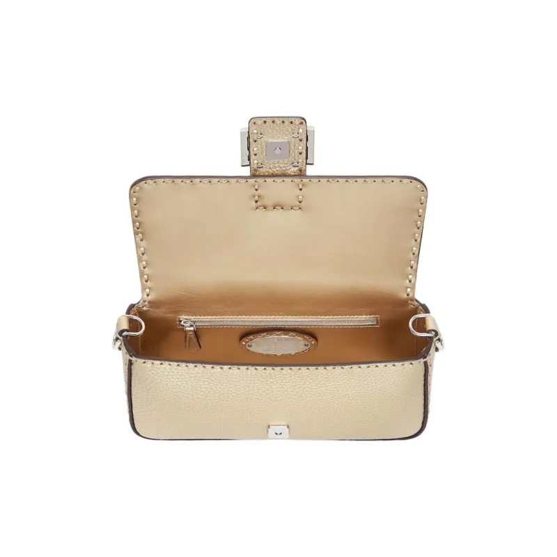 FENDI Baguette Cow Leather Shoulder Bag Crossbody Bag Handbag Women's Champagne-3