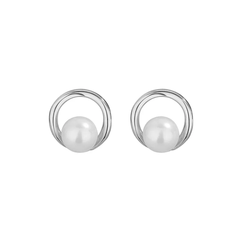 ZHOUBAIFU Freshwater Pearl Stud Earrings Unisex-0
