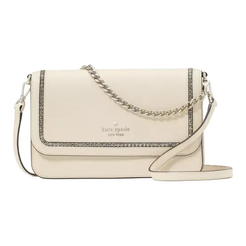 Kate Spade Cross-Stitch Leather Crossbody Bag Shoulder Bag Medium Size Women's Protein Cream