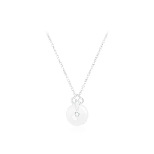 PRETTY DIARY Zircon Necklaces Women's Silver/Yellow