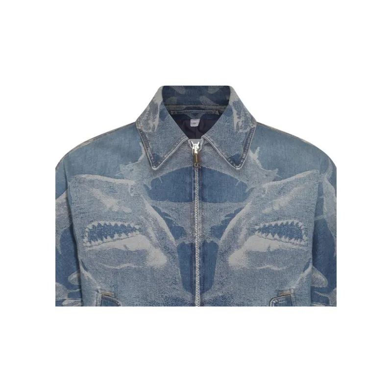 Burberry Shark print Denim Bomber Jacket-5