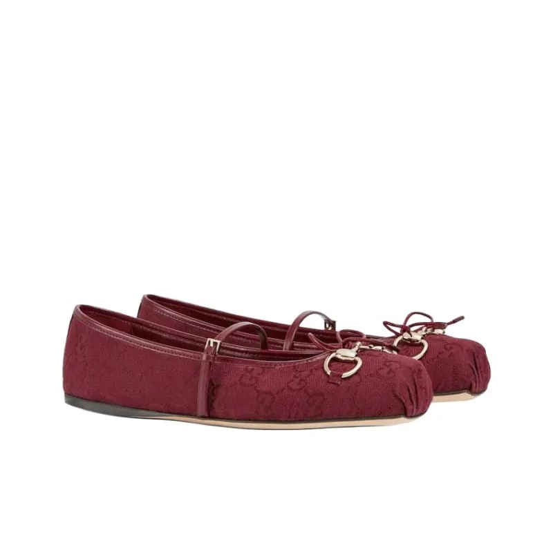 GUCCI Horsebit Casual Single Shoes Women's Red-2
