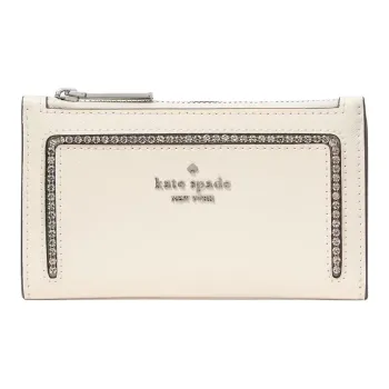 Kate Spade Cross-Stitch Leather Wallet Small Size Women's Protein Cream