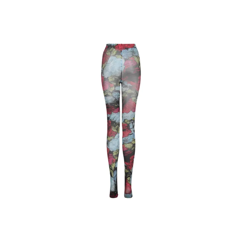 Versace Floral Print Tights Black Multi-1