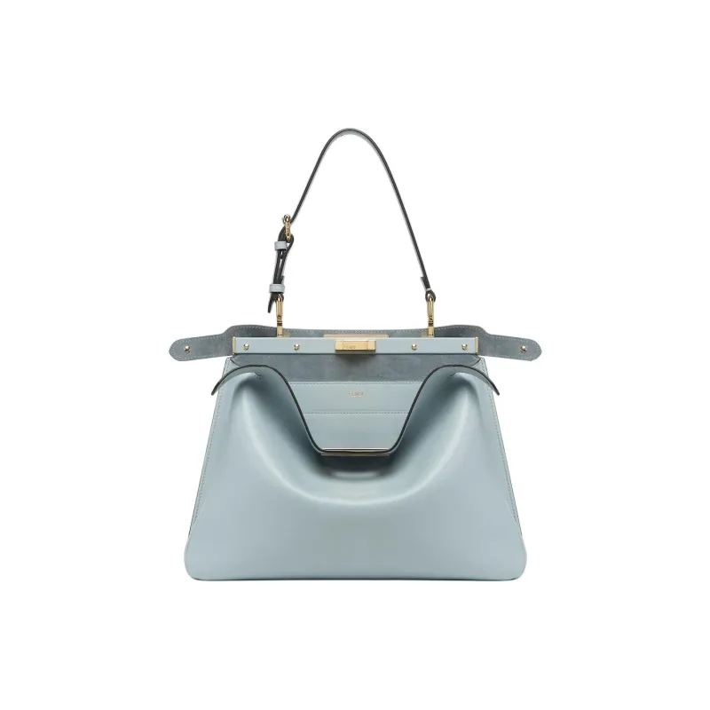 FENDI Peekaboo Calfskin One Shoulder Handbag Medium Size Women's Light Blue-1