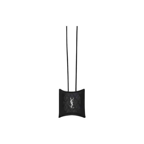 SAINT LAURENT CASSANDRE Calfskin AIRPODS Protective Cover Crossbody Bag, Shoulder Bag Unisex Black