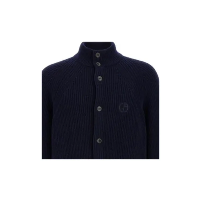 GIORGIO ARMANI Logo Embroidered High-Neck Cardigan-6