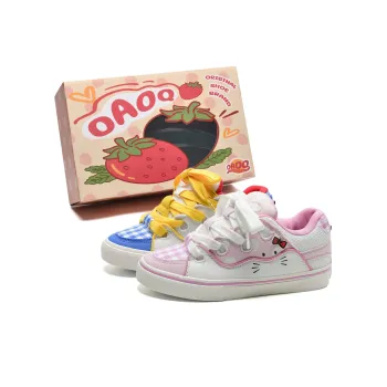 OAOQ Low Top Skateboard Shoes Unisex White Yellow Blue