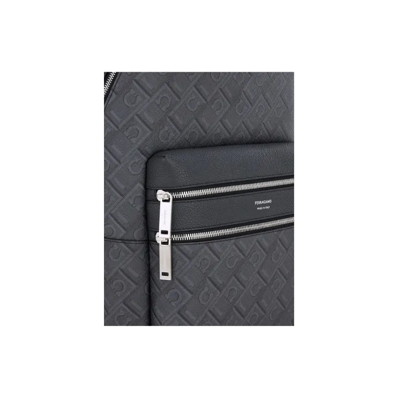 FERRAGAMO Calfskin Backpack Men's Black-4