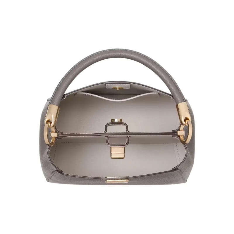 Kate Spade Grain Leather Shoulder Bag, Crossbody Bag, Handbag Small Size Women's Wild Rabbit Gray-3
