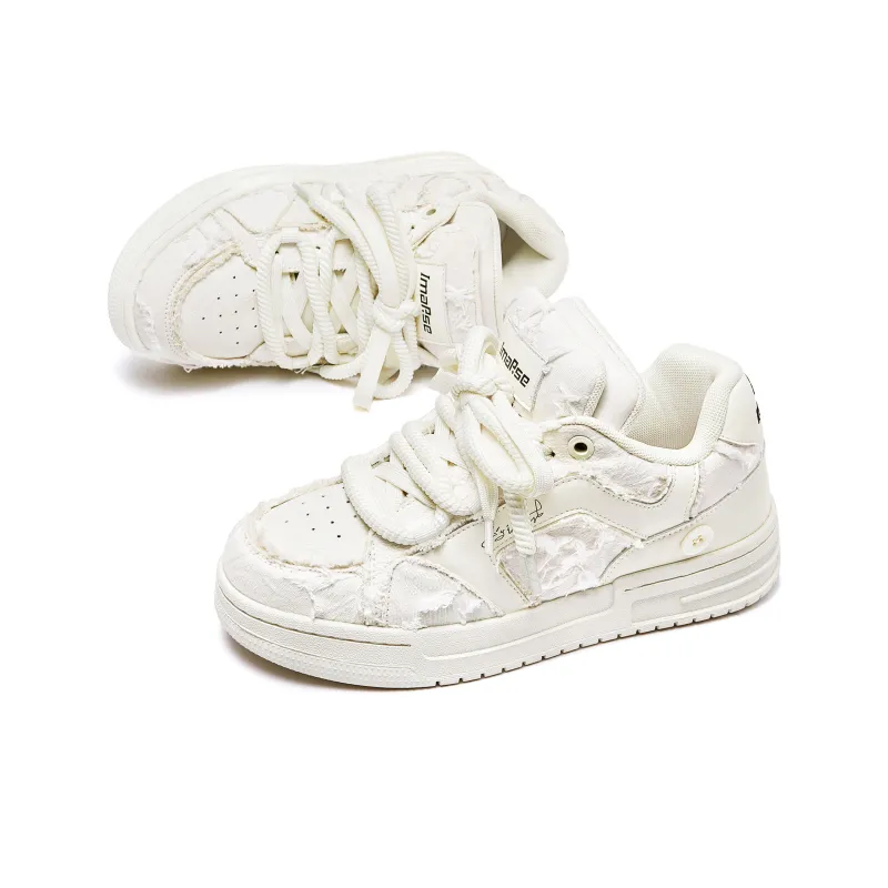 IMARSE Skateboard Shoes Unisex Low Top Beige/White-3