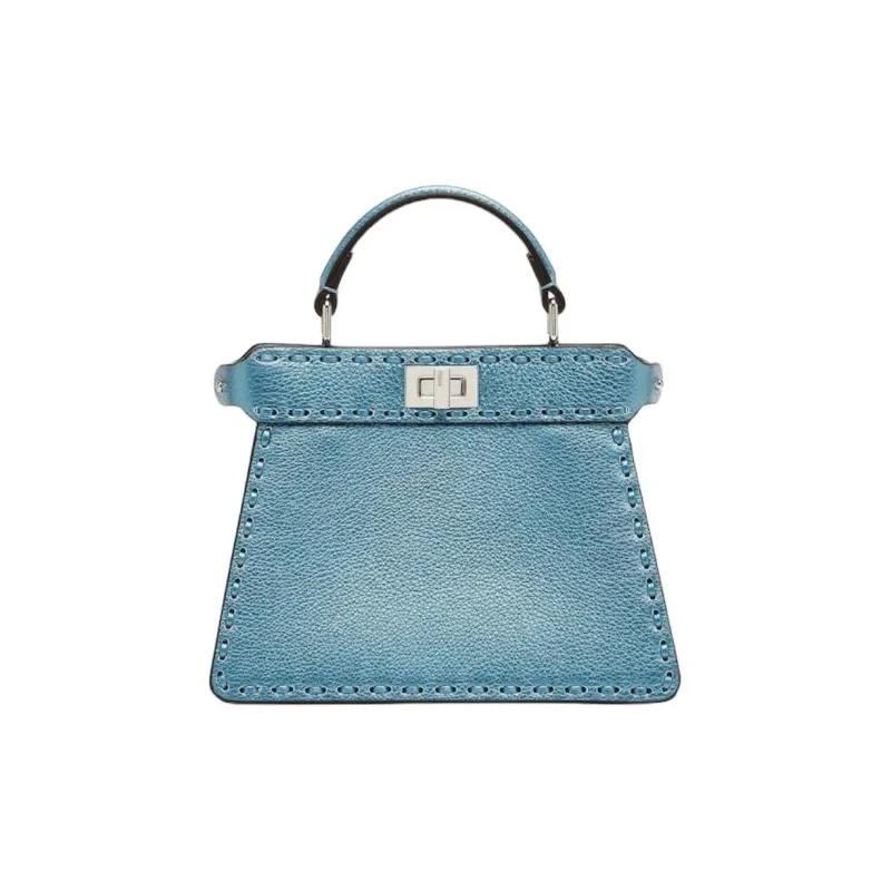 FENDI Peekaboo ISeeU Calfskin Shoulder Bag, Crossbody Bag, Handbag Trumpets Women's Blue-0