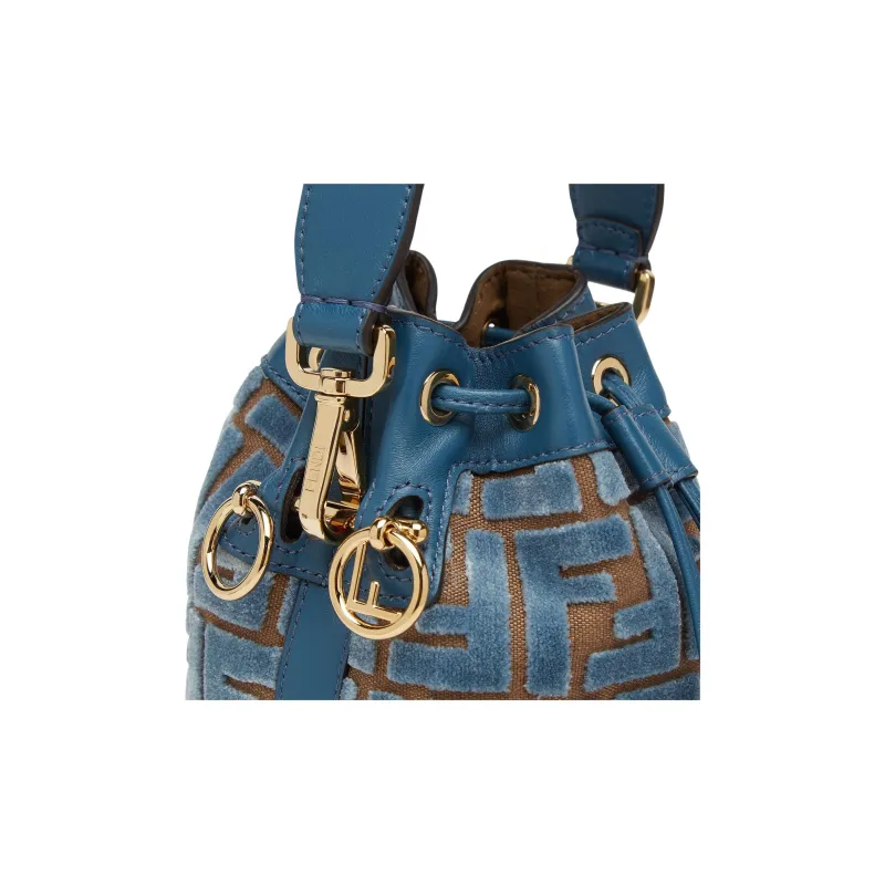 FENDI Mon Tresor Polyester Bucket Bags Shoulder Bag Crossbody Bag Handbag Mini Women's Light Blue-4