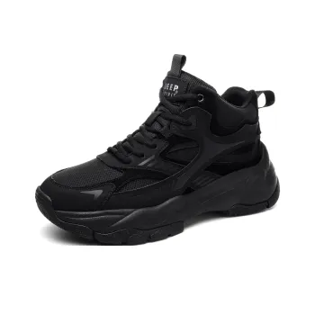 JEEP SPIRIT Anti Slip Wear Resistant Waterproof Breathable Warm Height Increasing High Top Outdoor Shoes Men's Black
