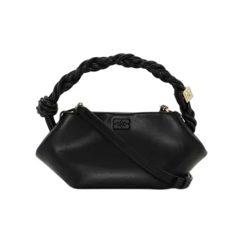 GANNI Recycled Leather Shoulder Bag, Crossbody Bag, Handbag Mini Women's Black