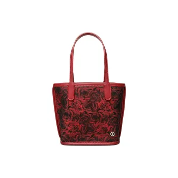 PAYOT Fabric Bonded Microfiber Synthetic Leather Wedding Bag Shoulder Handbag Medium Size Women's Dark Red
